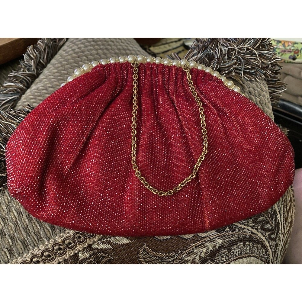 Ed B. Robinson 1940's-50's vintage beaded rare red handbag